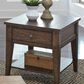 Belle Furnishings Lake House End Table in Rustic Brown Oak, , large