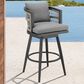 Armen Living Zella Patio Swivel Counter Height Bar Stool with Earl Gray Cushion in Gray, , large