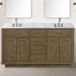 Lexora Home Abbey 60" Double Bathroom Vanity in Grey Oak with 2 cm White Carrara Marble Top and Rectangular Sinks, , large