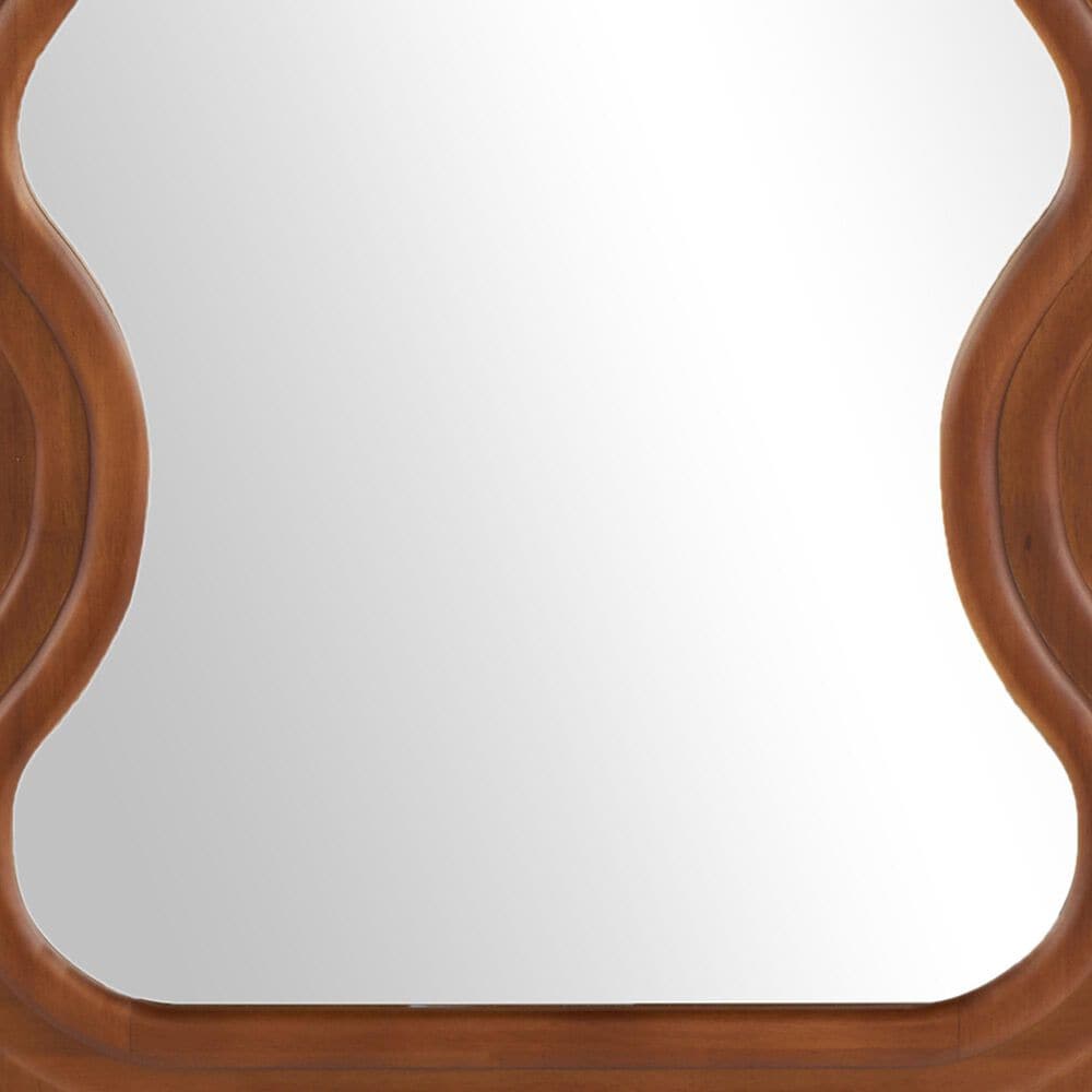 Maple and Jade 39&quot; Wood Abstract Wavy Wall Mirror in Brown, , large