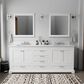 Lexora Home Dukes 80" Double Bathroom Vanity in White with 2 cm White Cultured Marble Top and Rectangular Sinks, , large