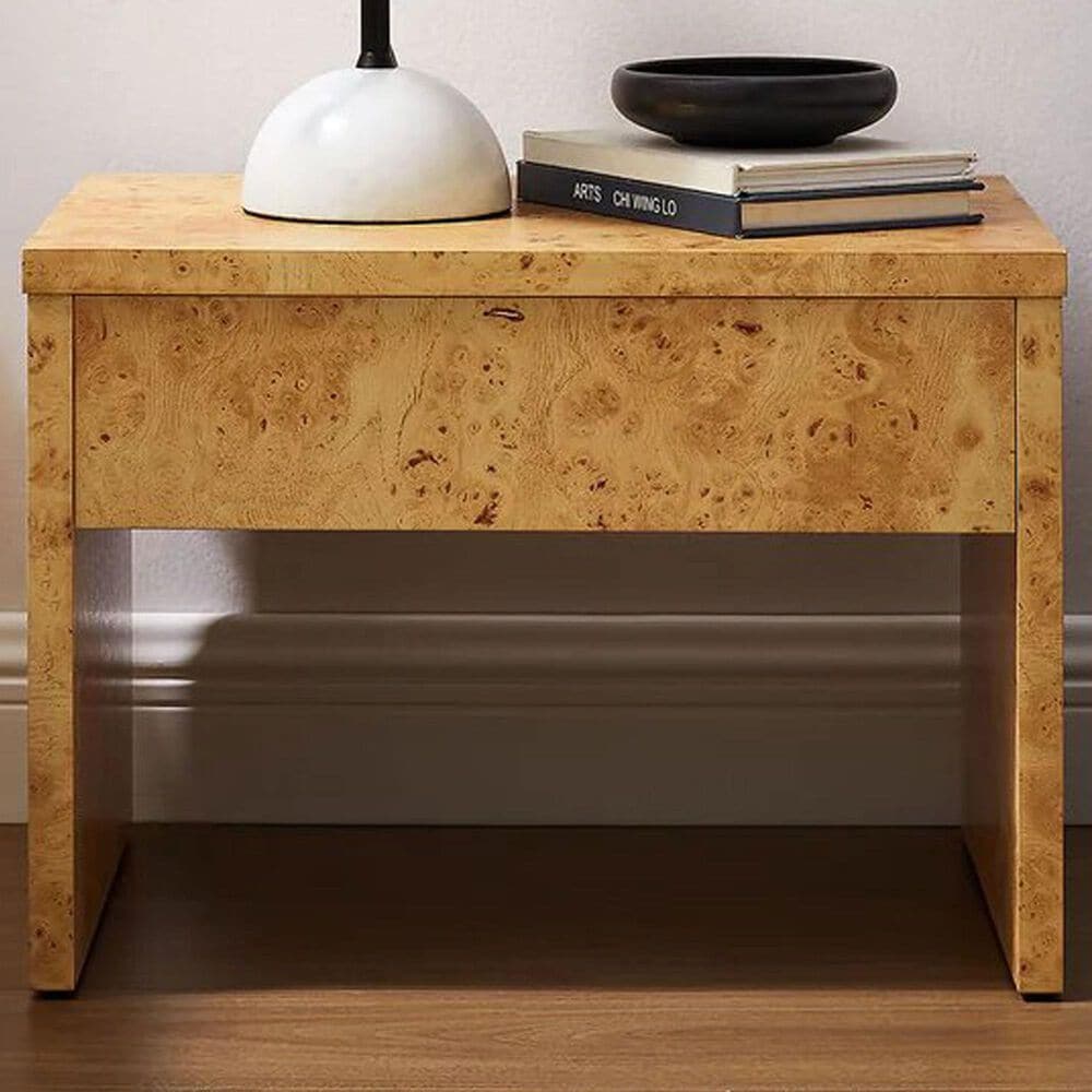 Modway Hudson 1 Drawer Burl Wood Nightstand in Natural, , large