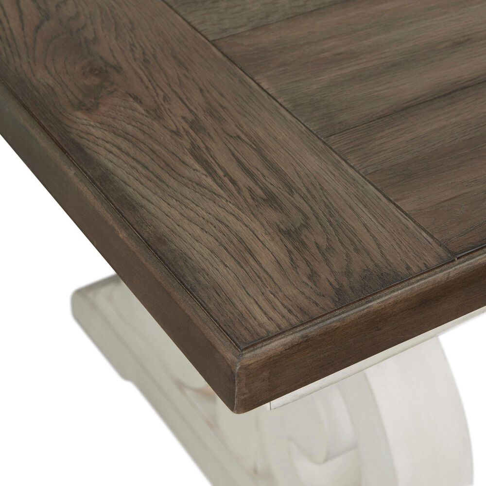 Hawthorne Furniture Drake 40 X 76-98&quot; Trestle Table in Rustic White &amp; French Oak, , large
