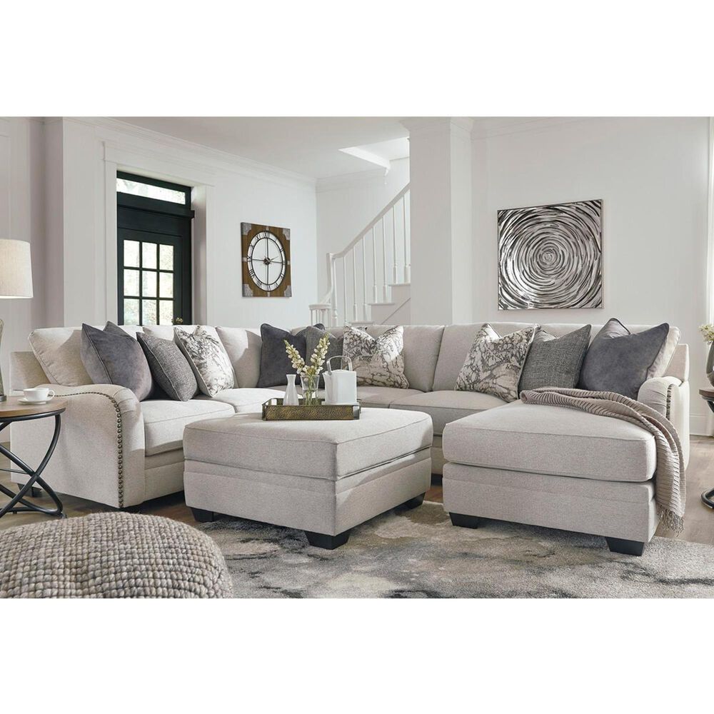 Signature Design by Ashley Dellara 4-Piece Right Facing U-Shaped Sectional and Ottoman in White, , large
