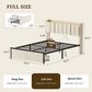 HOMLUX Full Upholstered Platform Storage Bed Frame with Storage Headboard in Beige, , large