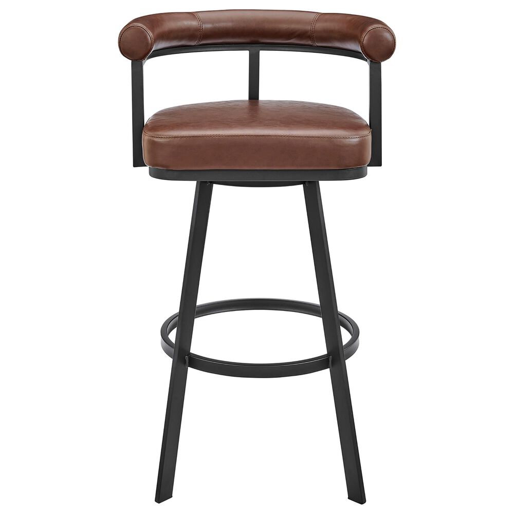 Blue River Magnolia 26&quot; Swivel Counter Stool in Black Metal with Brown Faux Leather, , large