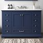 Lexora Home Dukes 48" Single Bathroom Vanity in Navy Blue with 2 cm White Carrara Marble Top and Rectangular Sink, , large