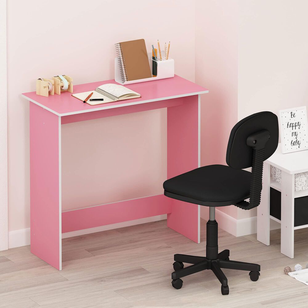 HOMLUX Modern Computer Desk in Pink and White, , large