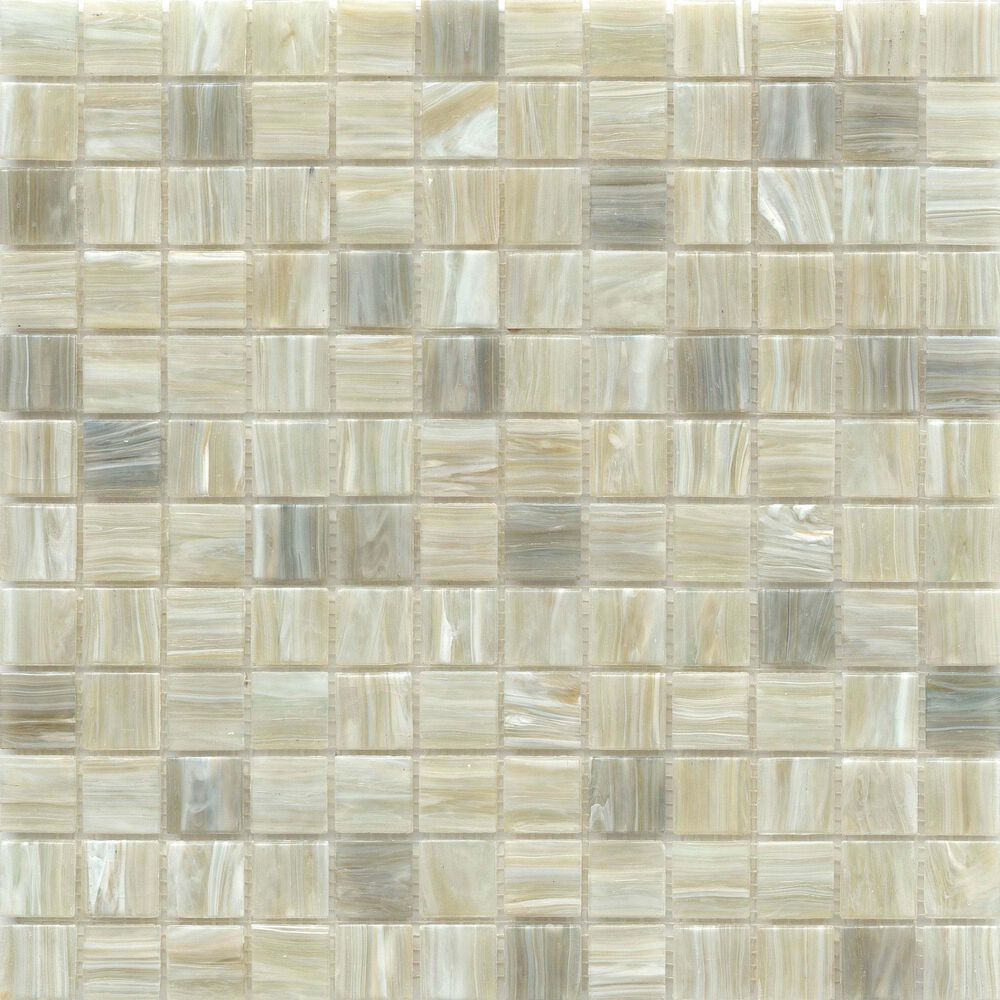 Emser Swirl Cream 1" x 1" Square on 12" x 12" Glass Mosaic Sheet, , large