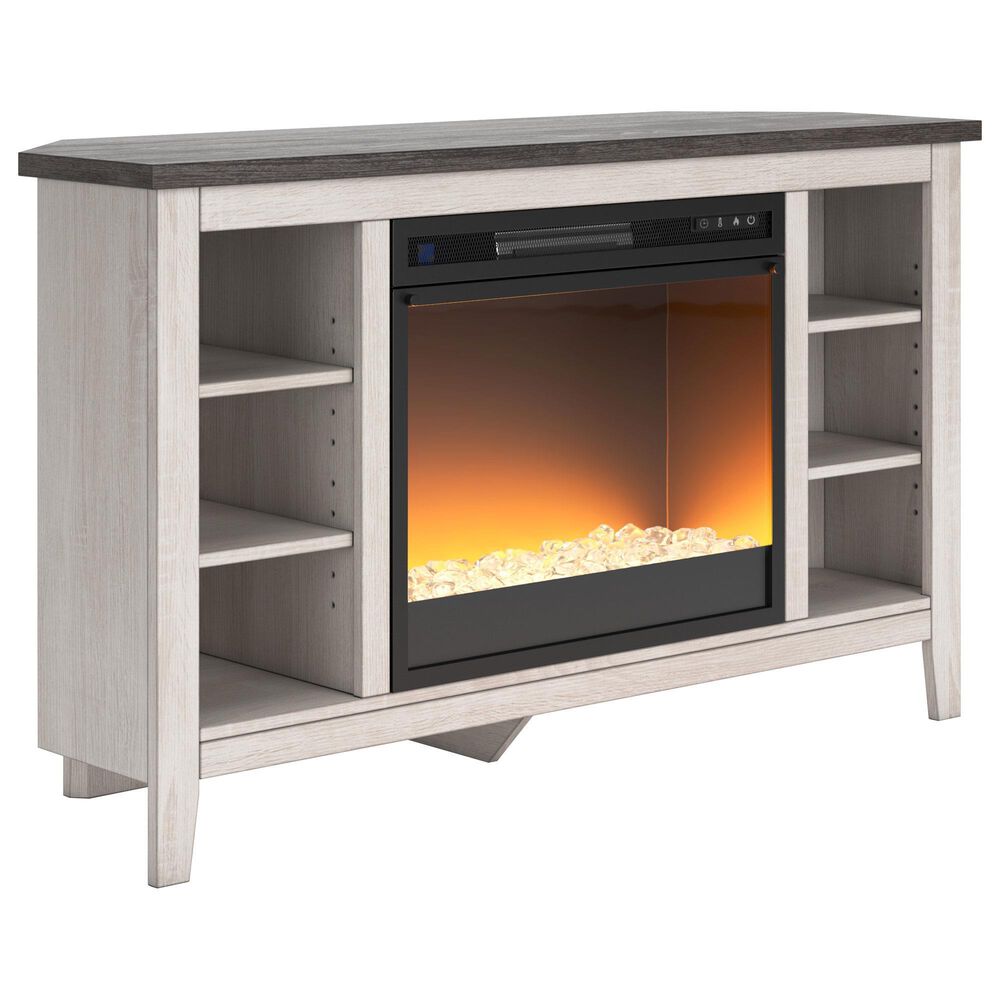 Ashley Dorrinson 48&quot; Corner TV Stand in Antiqued White and Gray, , large