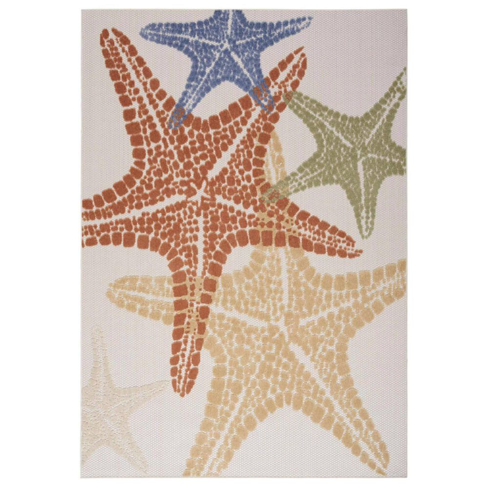 Nourison Aloha ALH28 7"10" x 10"6" Ivory and Multicolor Indoor/Outdoor Area Rug, , large