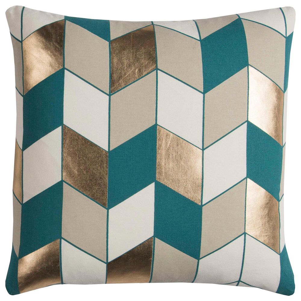 Rizzy Home Rachel Kate 20" x 20" Pillow in Blue and Tan, , large