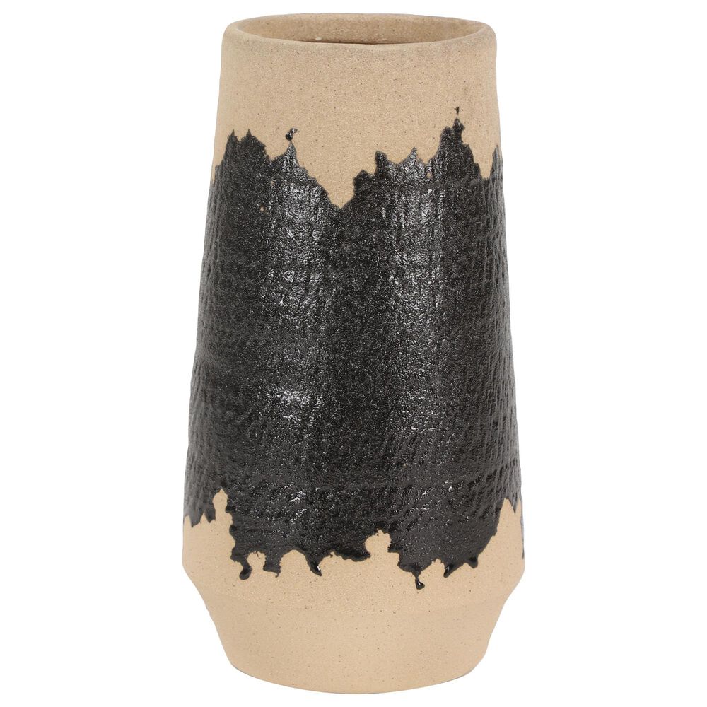 Maple and Jade Contemporary Porcelain Vase in Black and Tan (Set of 2), , large