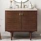 James Martin Vanities Amberly 36" Single Bathroom Vanity in Walnut with 3 cm Eternal Marfil Quartz Top and Rectangular Sink, , large