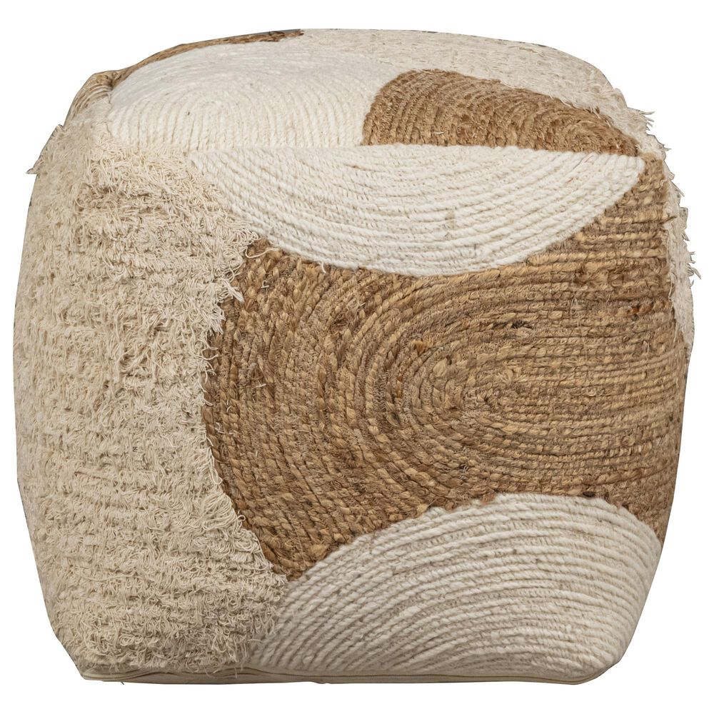 Blue Sun Designs Emmeline Pouf Ottoman in Natural and Ivory, , large