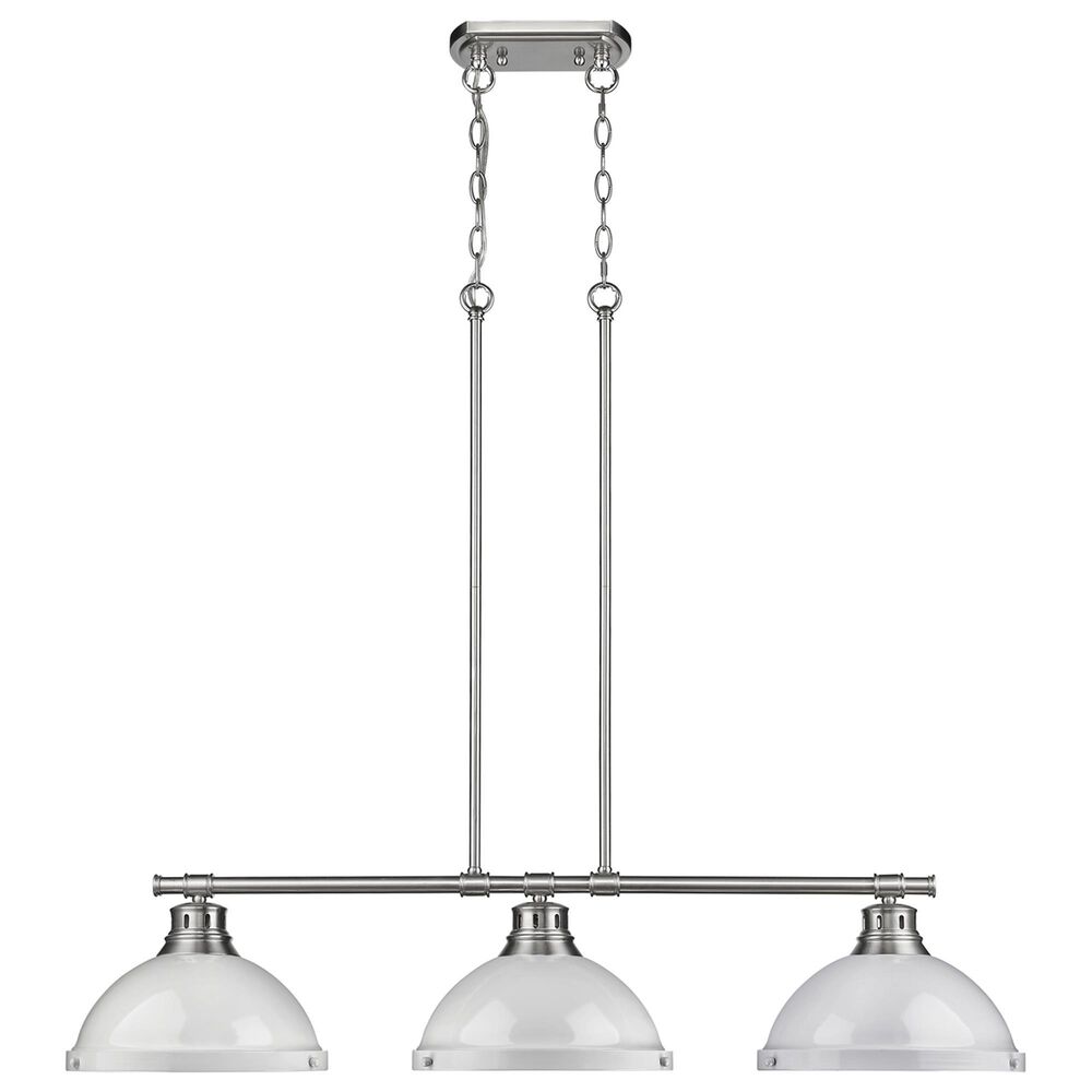 Golden Lighting Duncan 3-Light Pendant with White Shade in Pewter, , large