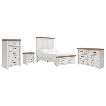 Ashley Savonport Full Storage Bed with Dresser Chest and Nightstand in White and Brown, , large