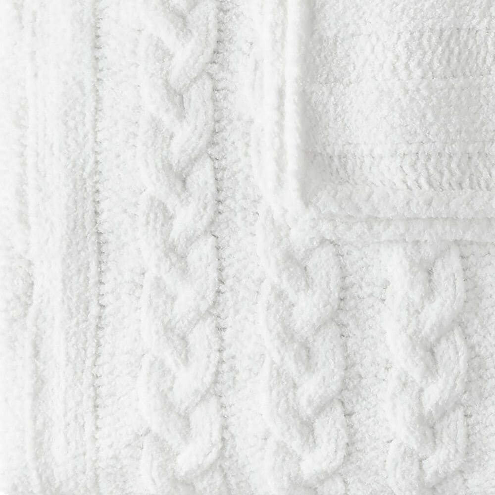 Peacock Alley Cozy Cable Knit Throw Blanket in White, , large