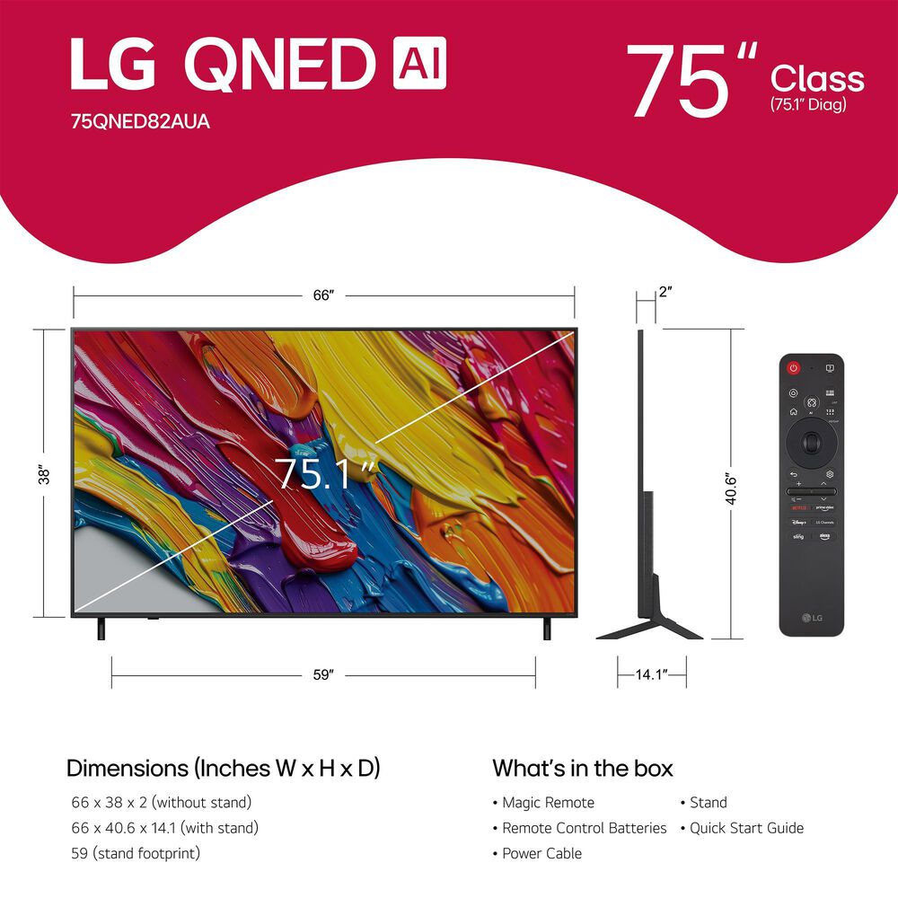 LG 75" Class QNED82A Series AI 4K Ultra HD in Black - Smart TV, , large
