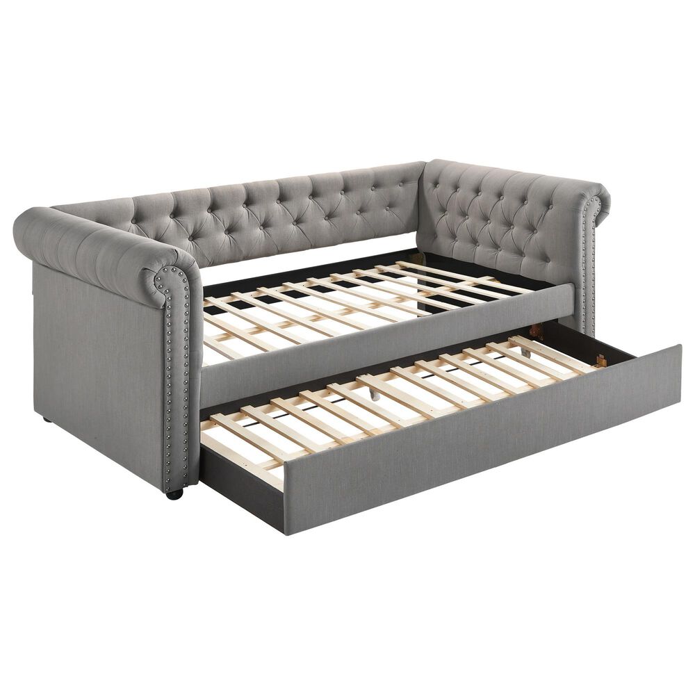 Crown Mark Ellie Daybed with Trundle in Gray, , large