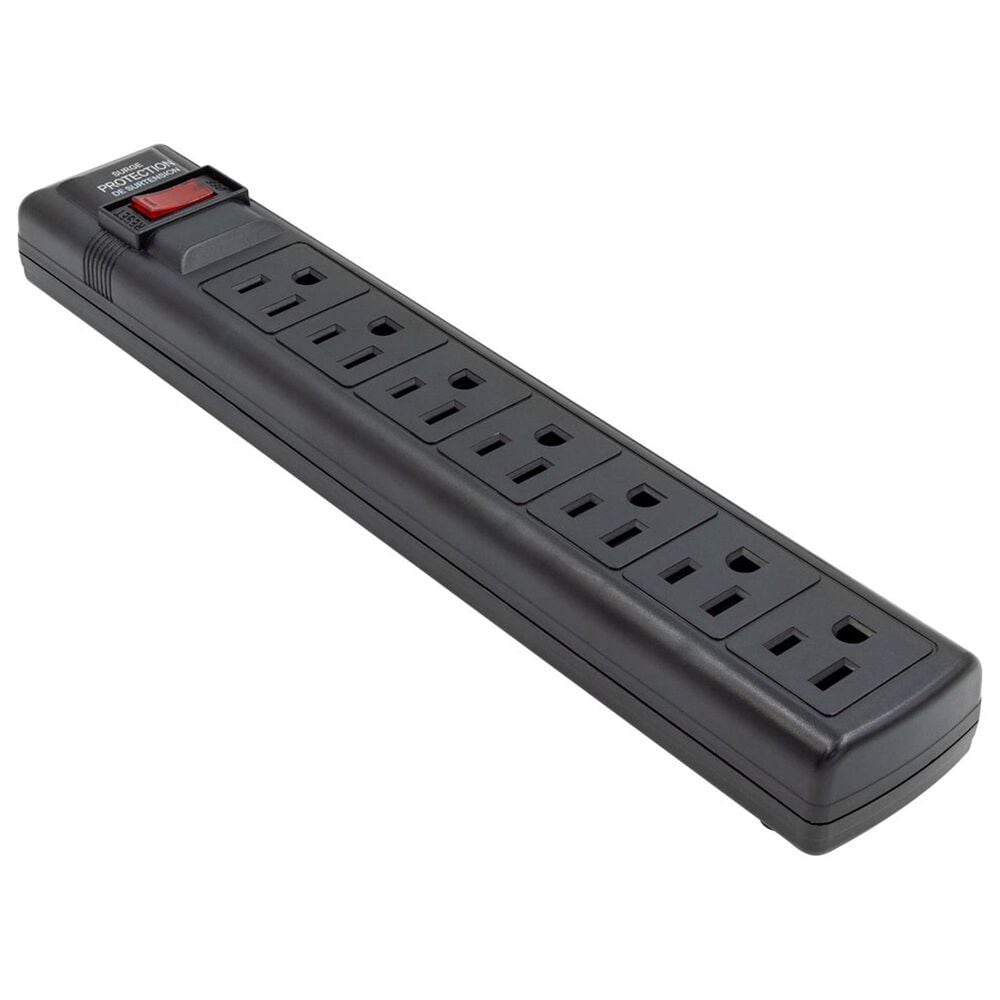Sanus Full-Motion Wall Mount for 42" - 90" TVs in Black with Red 6' HDMI Cable and Black 7-Outlet Surge Protector Power Strip, , large