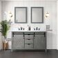 Lexora Home Marsyas 60" Double Bathroom Vanity in Ash Grey with White Quartz Top and Rectangular Sinks, , large