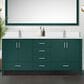 Lexora Home Jacques 72" Double Bathroom Vanity in Green with 2 cm White Cultured Marble Top and Rectangular Sinks, , large