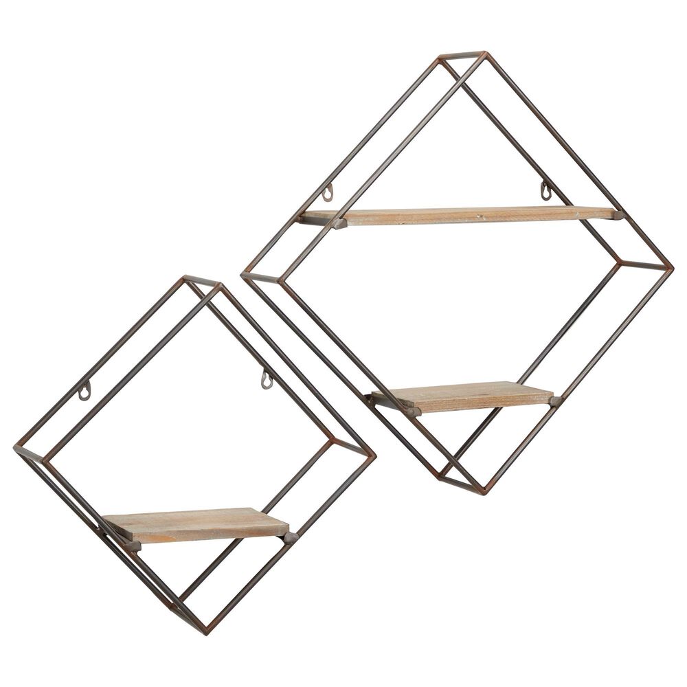 Maple and Jade Industrial Metal Wall Shelf in Black - Set of 2, , large