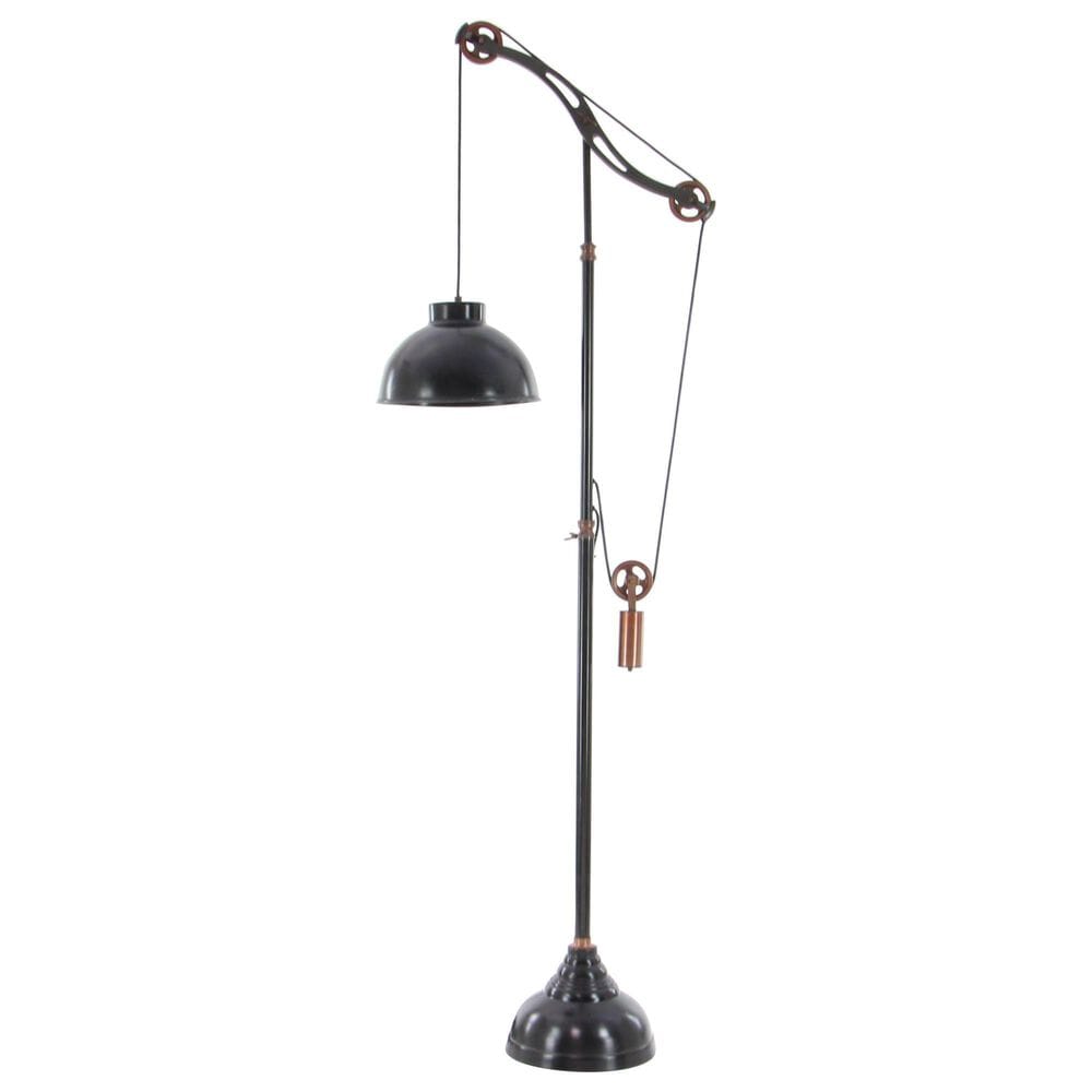 Maple and Jade Industrial Floor Lamp in Black and Copper, , large