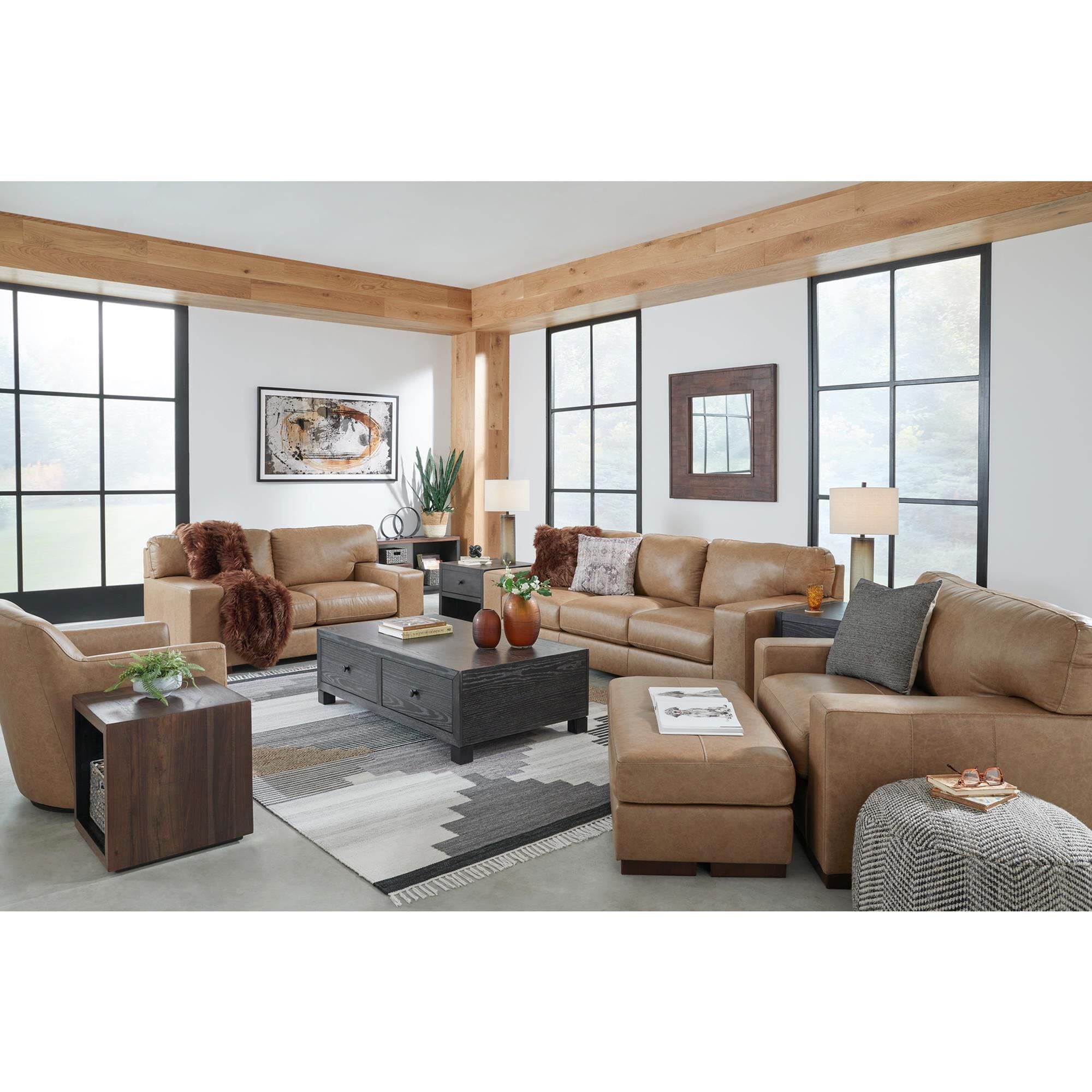 Ashley Lombardia Stationary Loveseat in Tumbleweed