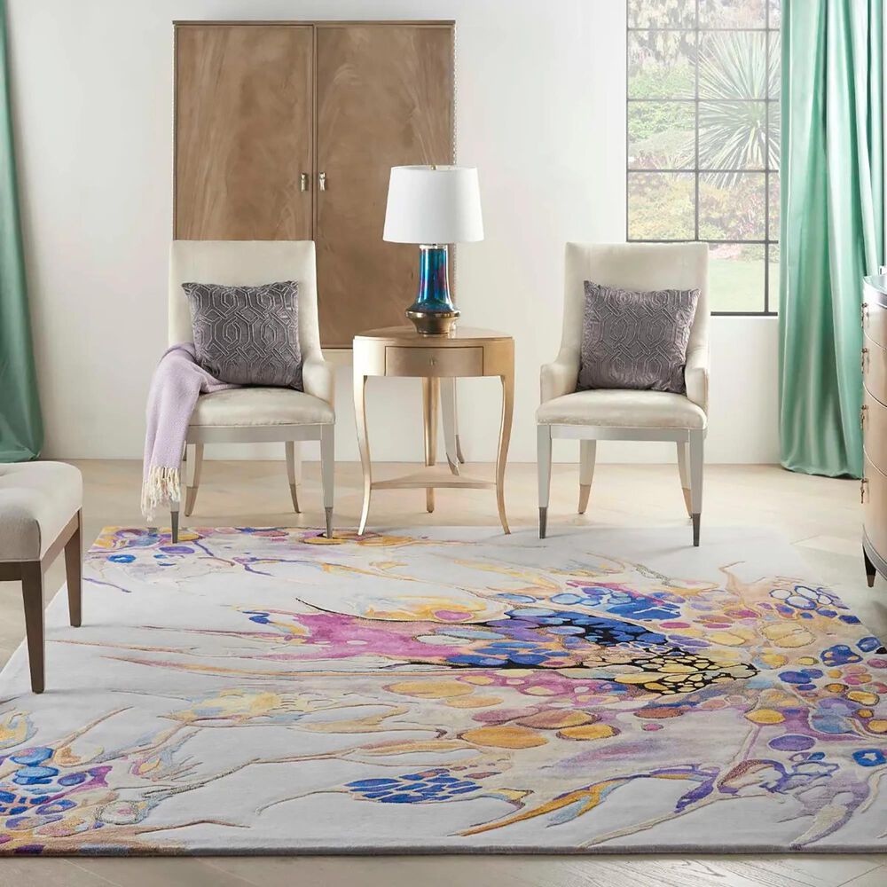 Nourison Prismatic PRS20 8&#39; x 10&#39; Grey and Lilac Area Rug, , large