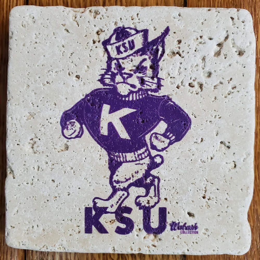 Coasterworx Kansas State Wildcats Heritage Logo Coaster in Natural Stone, , large