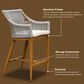 Hearth and Haven Outdoor Barstool with Square Backrest in Beige (Set of 2), , large
