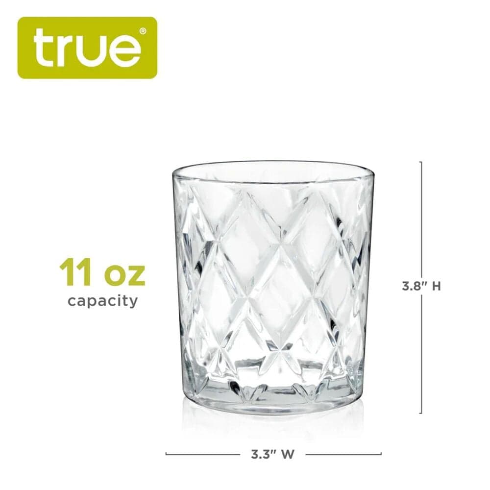 True Brands Scotch Diamond Cut Tumbler Glasses in Clear &#40;Set of 4&#41;, , large