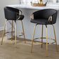 LumiSource Claire Swivel Counter Stool with Black Faux Leather Upholstery in Gold (Set of 2), , large