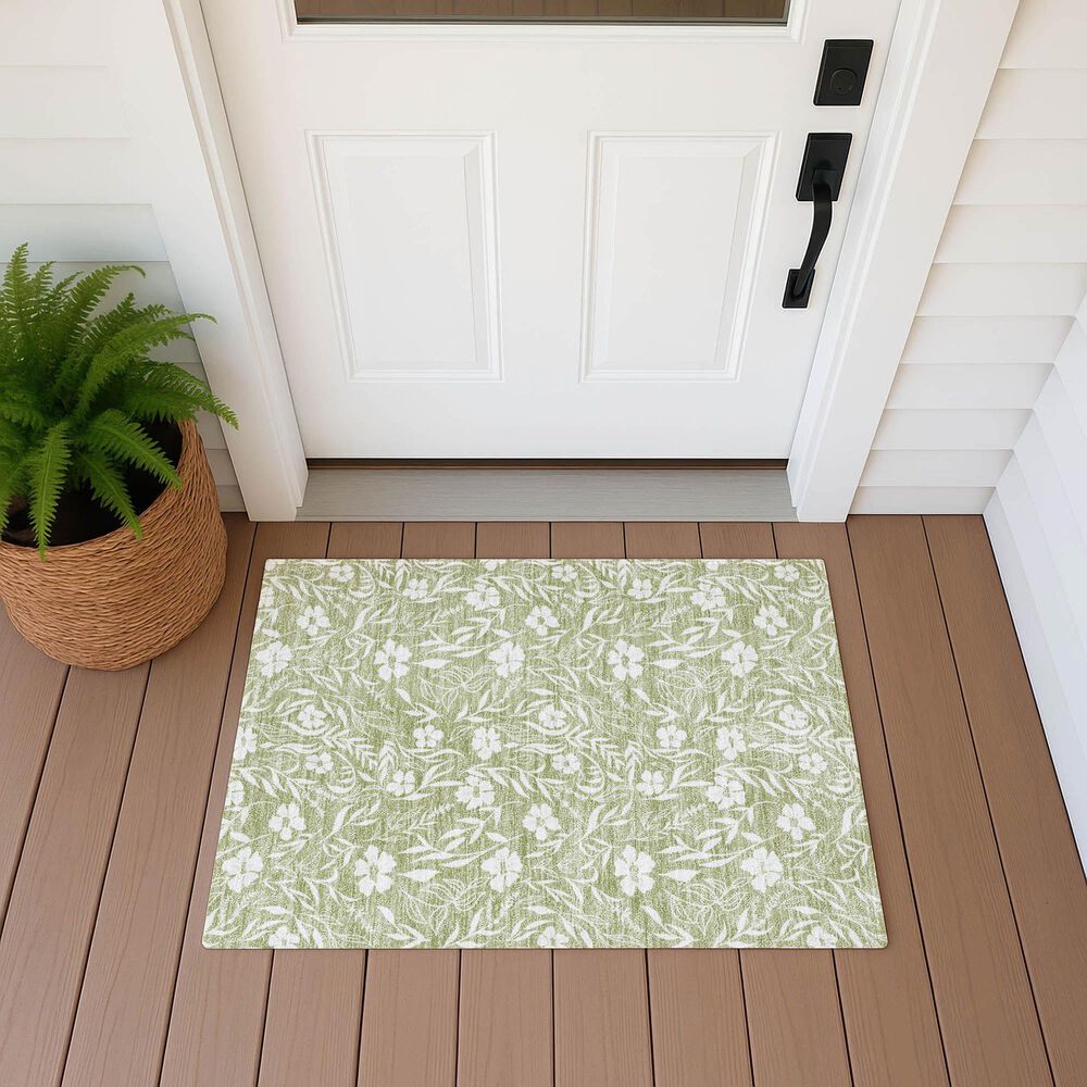 Dalyn Rug Company Soft Essentials Floral Aloe 1'8" x 2'6" Indoor/Outdoor Area Rug, , large