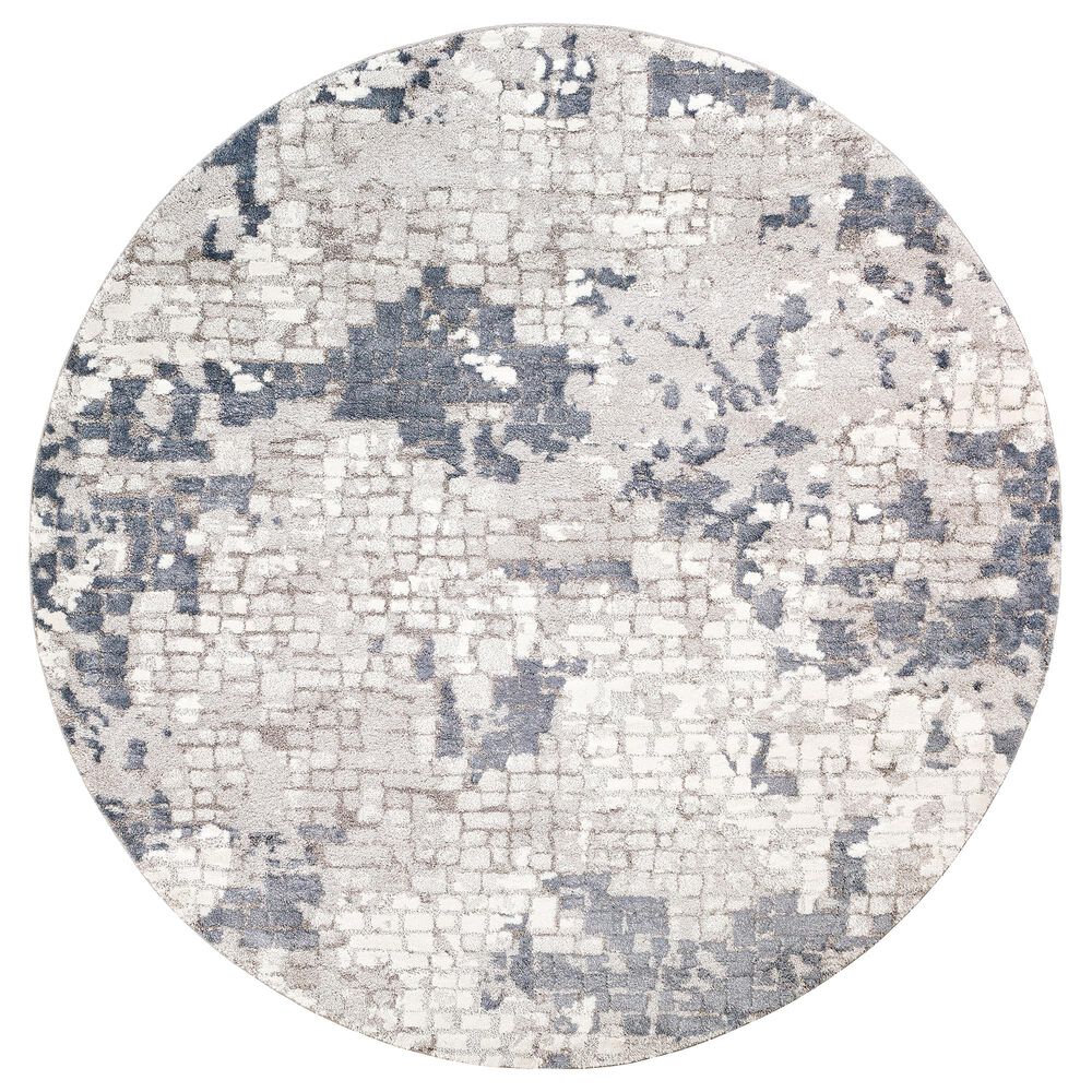 Surya Venice VNE-2300 7"9" Round Denim, Gray and Ivory Area Rug, , large