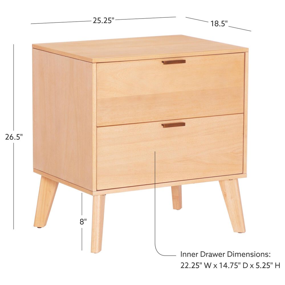 Linon Home Decor Reid 2-Drawer Nightstand in Natural, , large