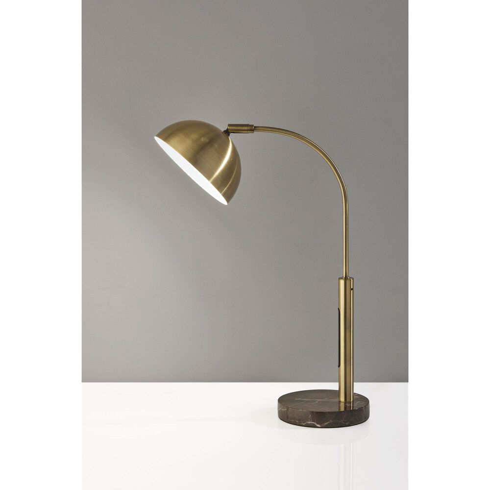 37B Bolton LED Desk Lamp with Smart Switch in Antique Brass and Brown, , large