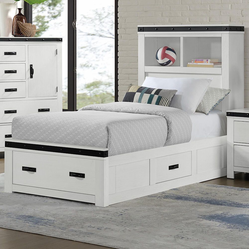 Mayberry Hill Wade Twin Storage Bed in White and Black, , large