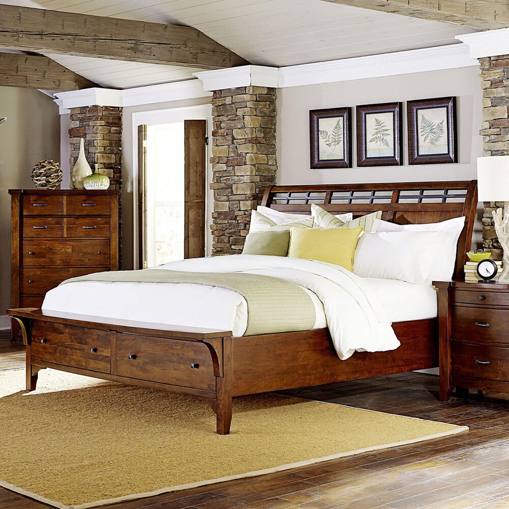 Cedar and Sage Whistler Retreat 3 Piece California King Storage Bedroom Set in Warm Chestnut, , large
