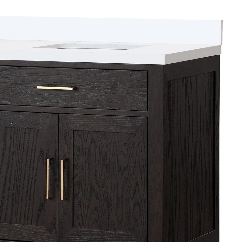 Lexora Home Abbey 84&quot; Double Bathroom Vanity in White Oak with 2 cm White Quartz Top, Rectangular Sinks and 34&quot; Mirrors, , large