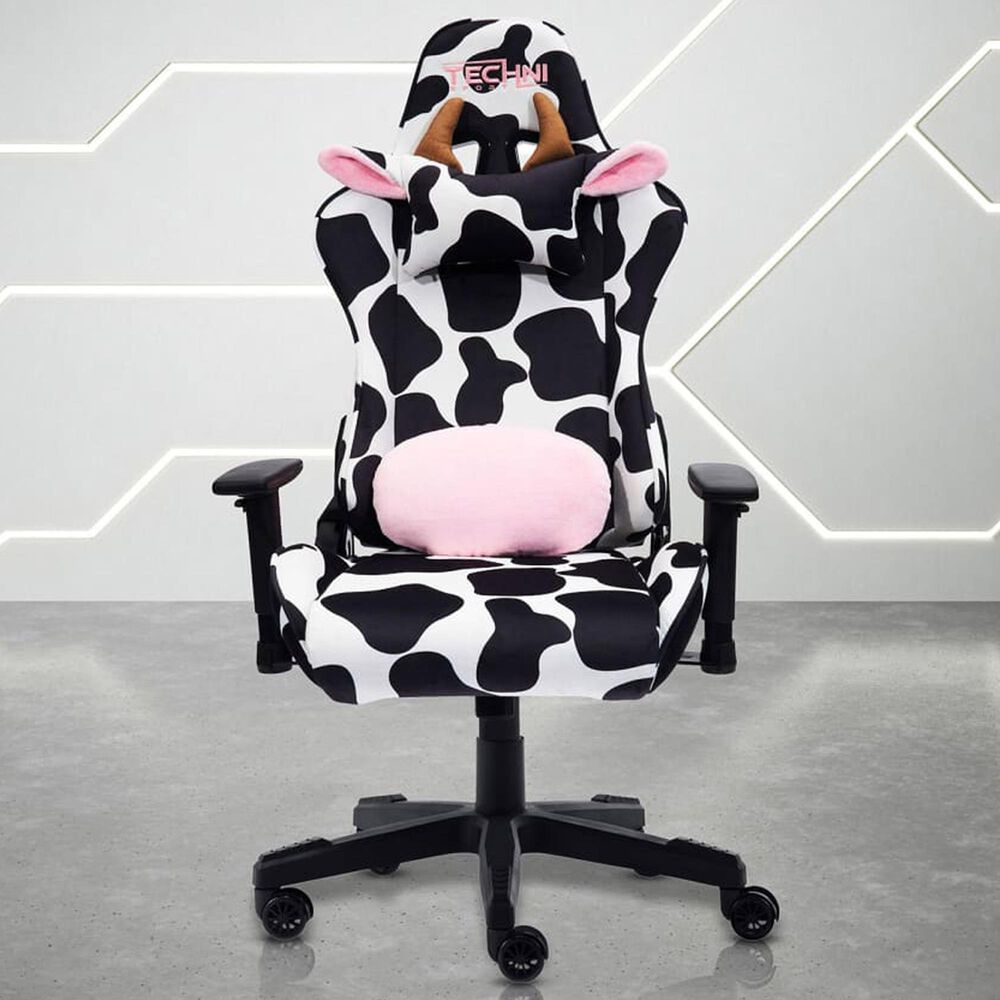 Rta Products Llc Cow Gaming Chair in Black and White, , large