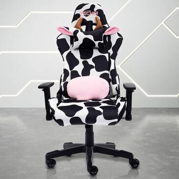 Rta Products Llc Cow Gaming Chair in Black and White, , large