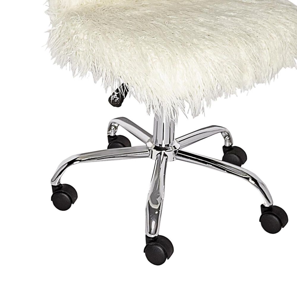 Linden Boulevard Flokati Armless Office Chair in Faux Fur, , large
