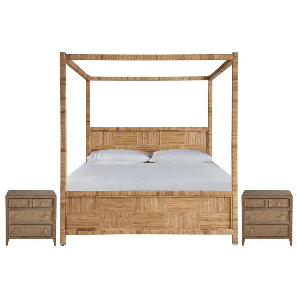 Universal Furniture Weekender King Canopy Bedroom with Two Nightstands in Natural and Sand Dune, , large