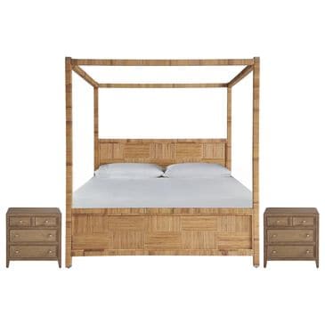 Universal Furniture Weekender King Canopy Bedroom with Two Nightstands in Natural and Sand Dune, , large