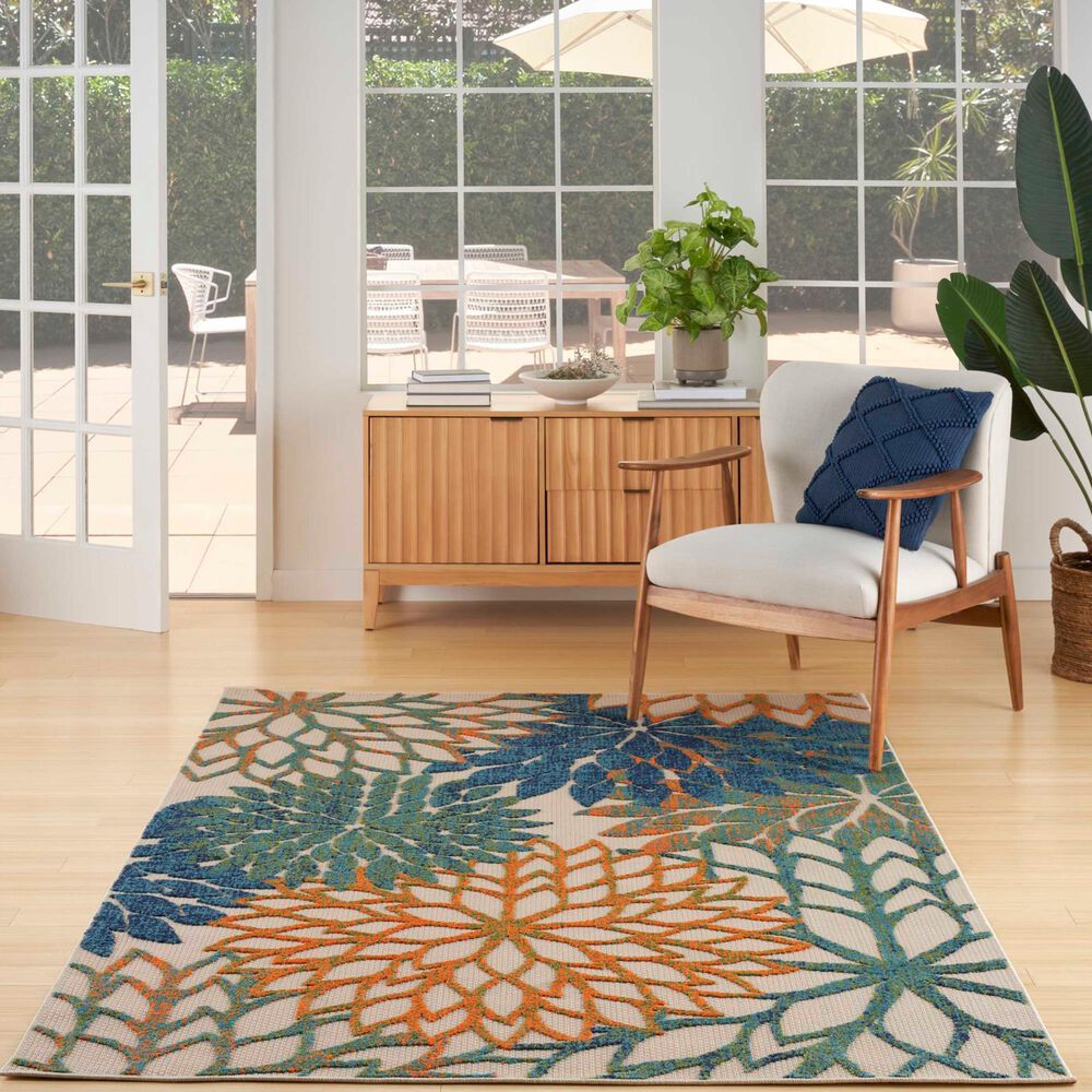 Nourison Aloha 10&#39; x 14&#39; Blue and Green Indoor/Outdoor Area Rug, , large