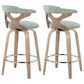 LumiSource Gardenia Swivel Fixed-Height Counter Stool with Seafoam Green Fabric Upholstery in Chrome and Whitewashed (Set of 2), , large