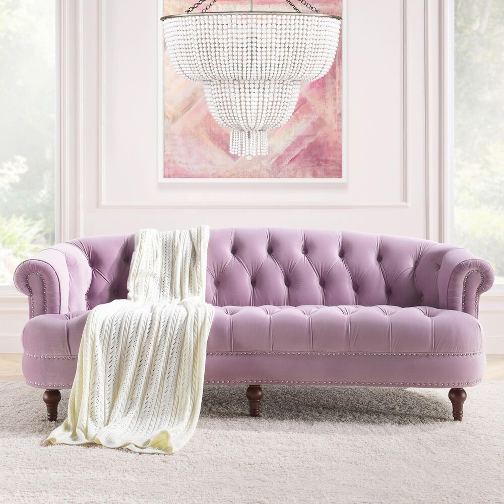 Jennifer Taylor Home La Rosa Stationary Sofa in Lavender Velvet, , large